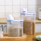 Kitchen Boxes Food Storage Bucket Portable Moistureproof Storage Tank with Scale Cup Food Bucket Kitchen Accessories Organizer