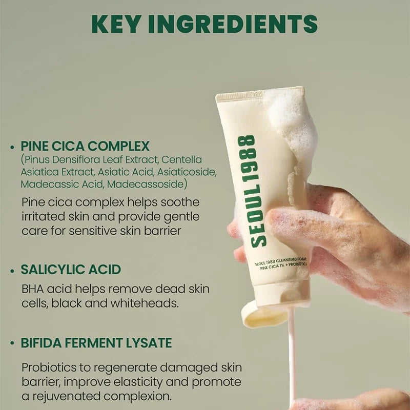 Seoul 1988 Cleansing Foam For Women Deep Pore Cleanser Foaming Face Wash To Shrink Pores Oil Control & Acne Care Korean Skincare