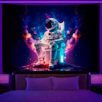 Fluorescent Wall Hanging Astronaut Tapestry Bedroom Room Art Decoration Background Fabric Hippie Party Decoration