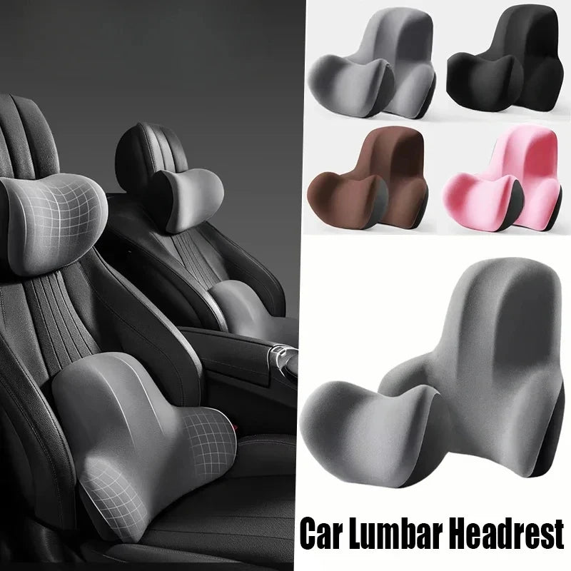 Car Neck Headrest Pillow Memory Foam Waist Cushion Lumbar Support Backrest Cars Vehicle Supplies Travel Neck Cushion Protection