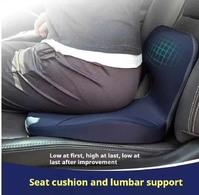 Memory Foam Seat Cushion Waist Back Support Pillow Set Orthopedic Ergo
