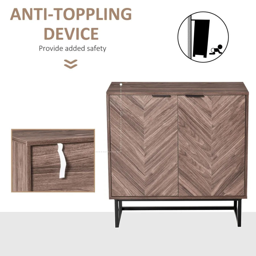 Walnut Double Door Storage Cabinet