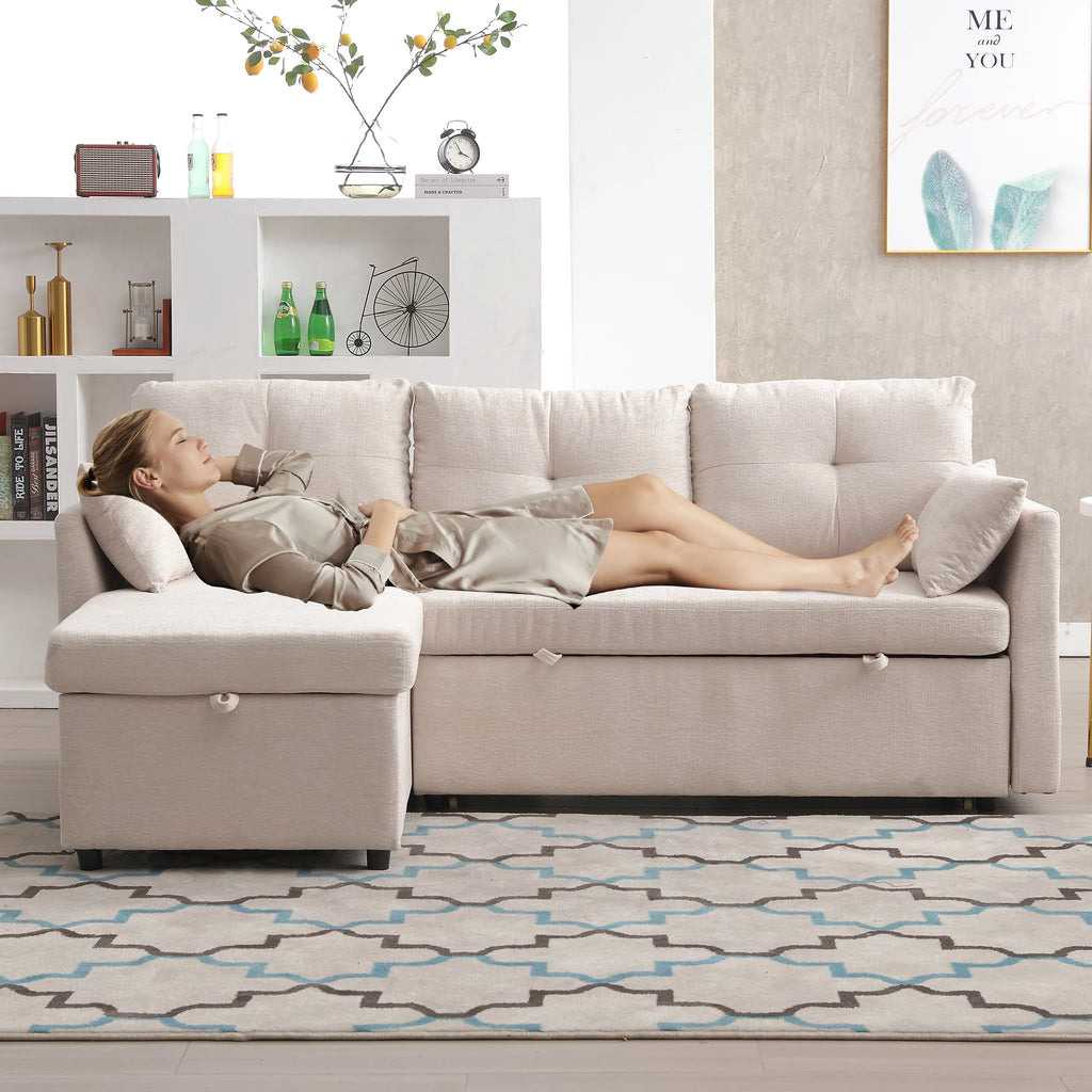 LVHOM Functional Modular Sofa (L-Shaped) With a Reversible Chaise Longue and Extra-Large Storage Space.
