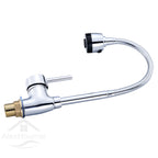 Chrome Finish Kitchen Faucet with Flexible Arc 360 Degree Rotatable Sprayer Stainless Steel Bathroom Sink Wall Mount Water Mixer