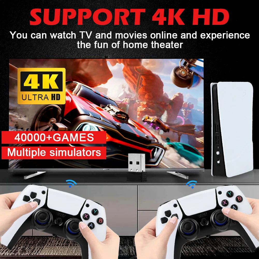 NEW GB5 Video Game Console 64GB/128GB 40000 Free Games HD TV Game Box 5 Two Gamepads For PS1/PPSPP/MAME Arcade Gaming Stick