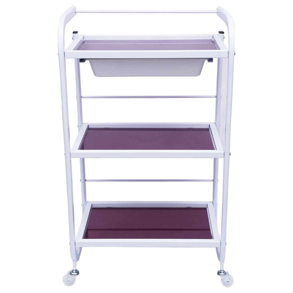 Meal Salon Trolley Rolling Cart Frame Storage Shelf Wheelcart with 3-Tiers and 1 Drawer White for Spa  Salon and Hairdresser
