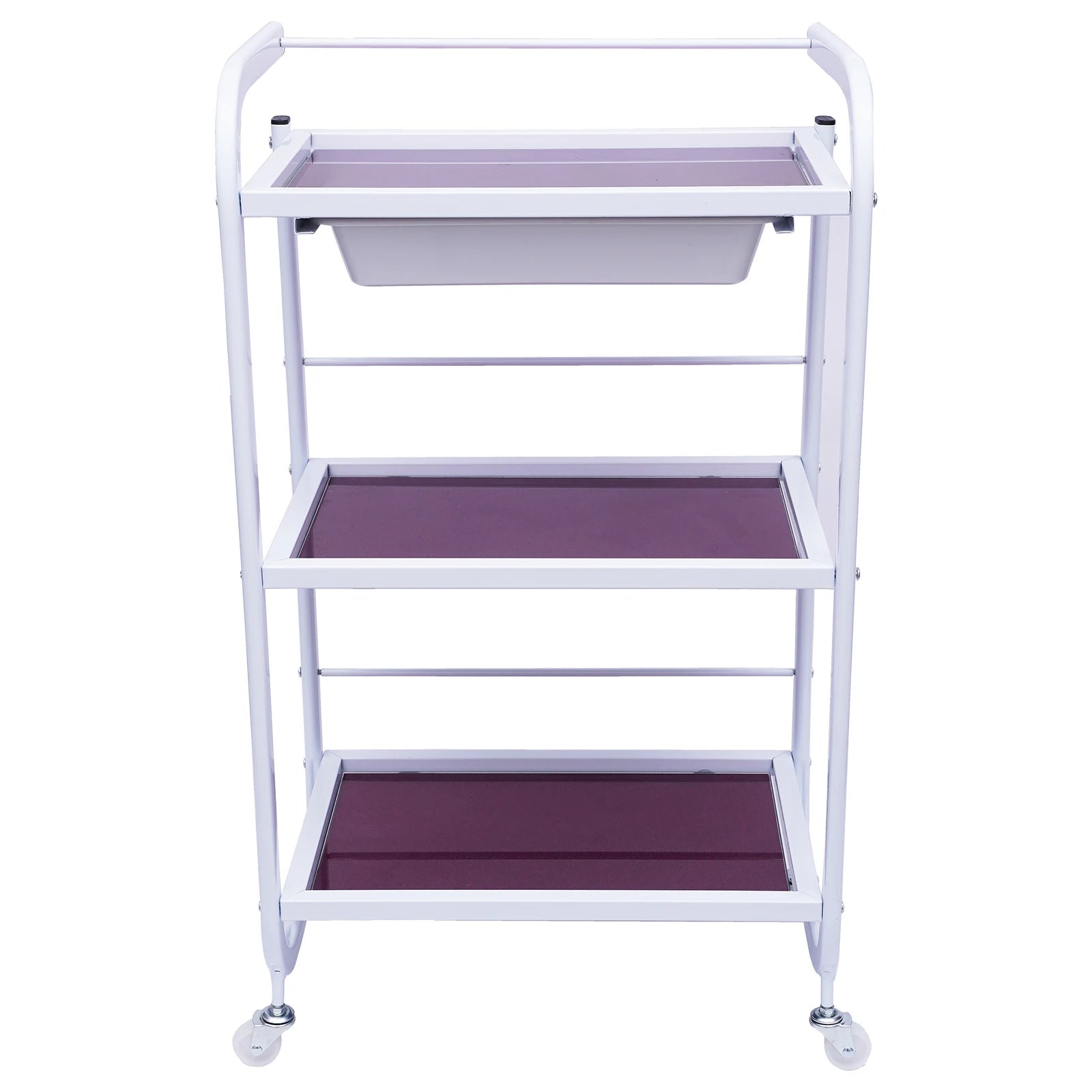 Meal Salon Trolley Rolling Cart Frame Storage Shelf Wheelcart with 3-Tiers and 1 Drawer White for Spa  Salon and Hairdresser