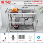 Stainless Steel Sink Kitchen Household Thickened Single Trough with Bracket Wash Basin Sink with Platform Easy Landing