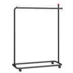 SONGMICS HOME Clothes Rack, Clothing Rack on Wheels, Portable Garment Rack, with 1 Clothes Hanging Rail, Matchstick-Shaped Hooks
