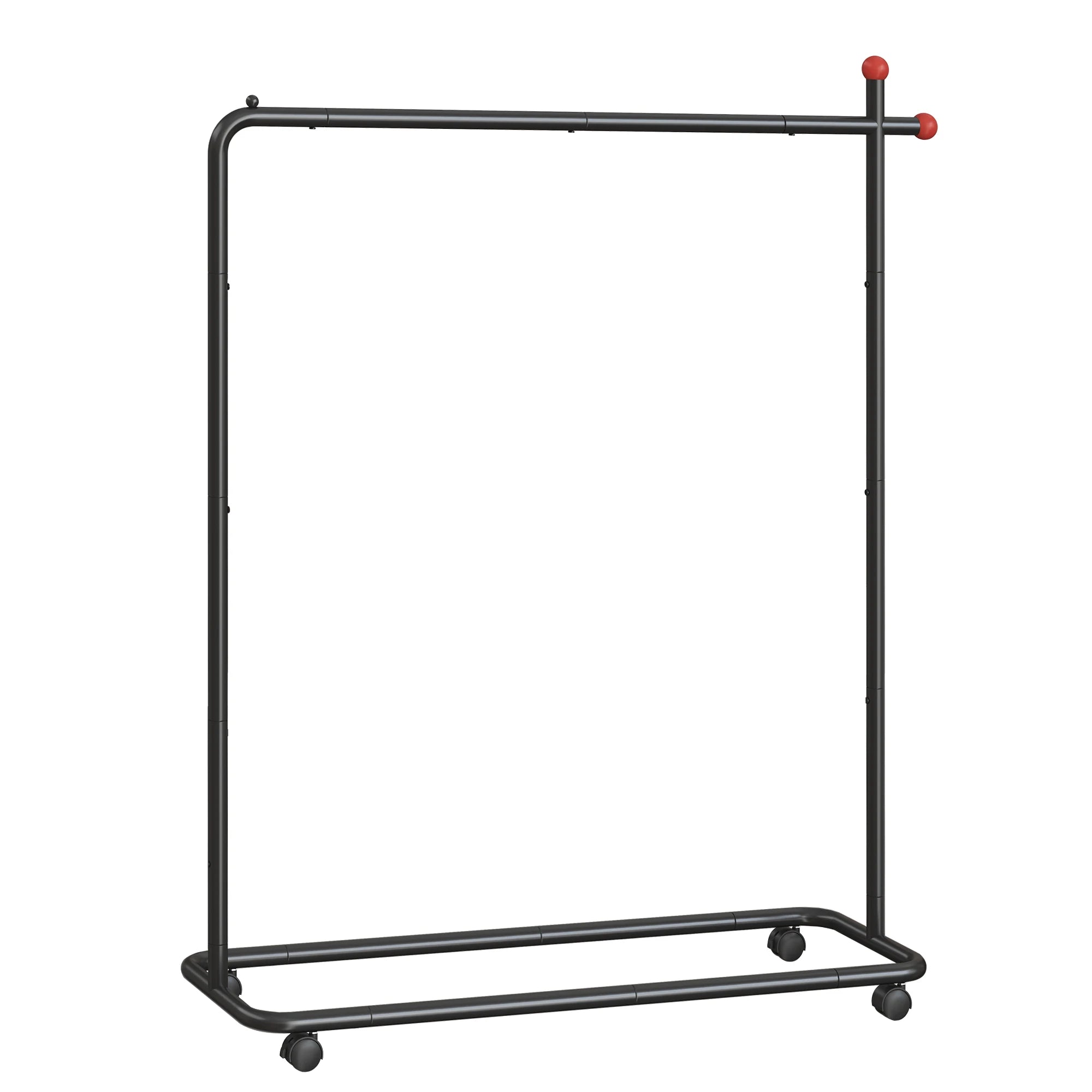 SONGMICS HOME Clothes Rack, Clothing Rack on Wheels, Portable Garment Rack, with 1 Clothes Hanging Rail, Matchstick-Shaped Hooks
