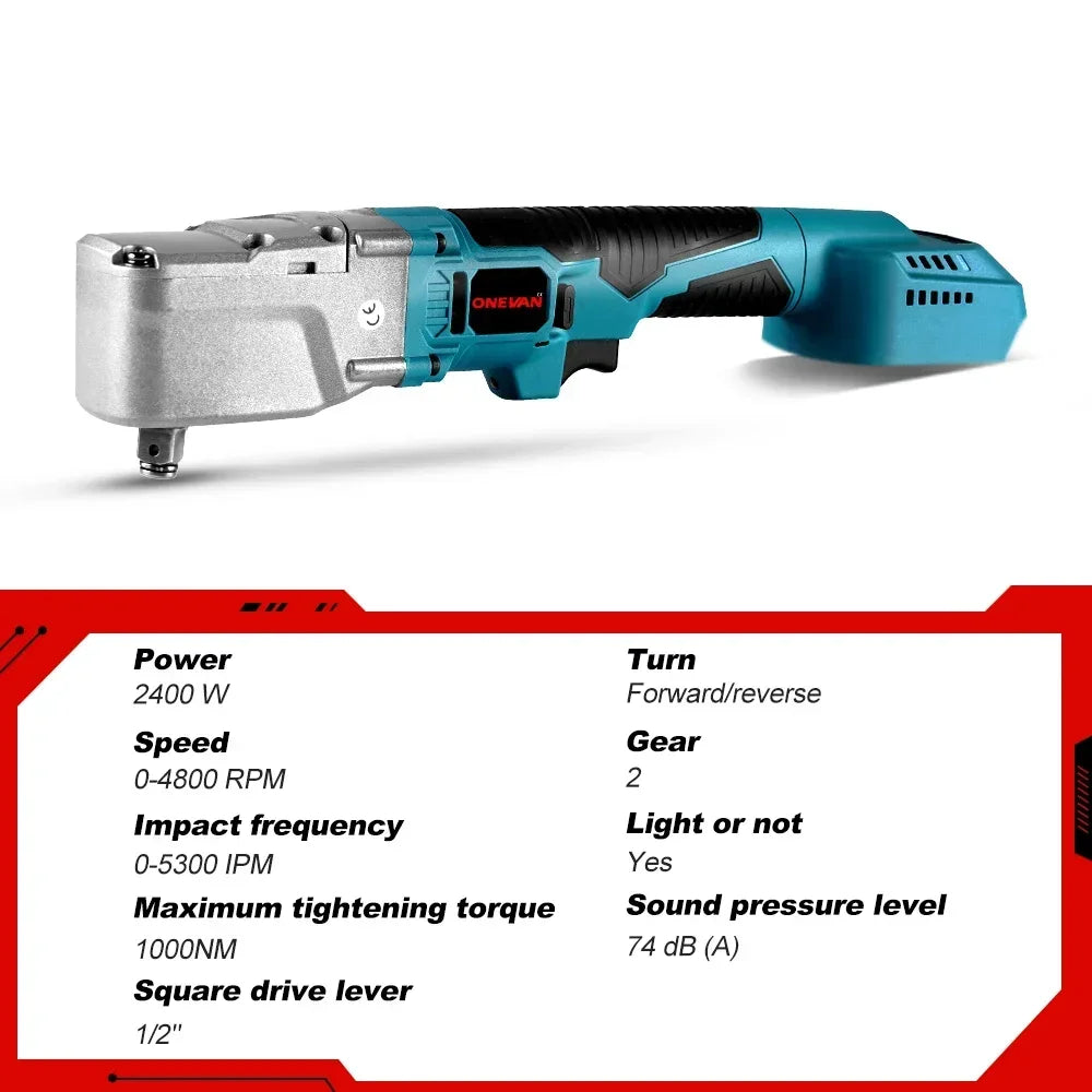 ONEVAN Brushless 1/2'' Electric Ratchet Wrench 1000NM 4800RPM Removal Screw Nut Car Repair Power Tool For Makita 18V Battery Pin
