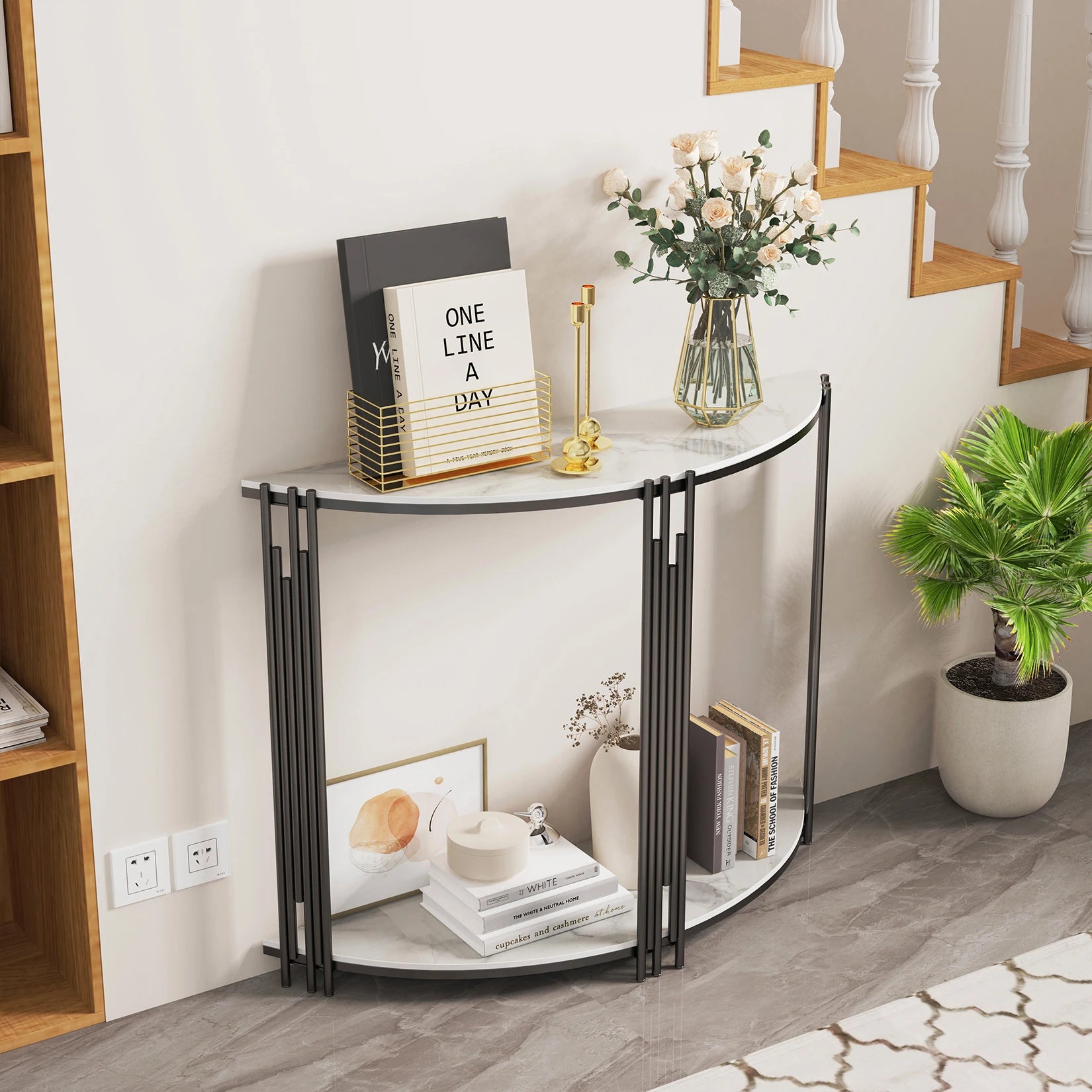Modern Half Moon Console Table