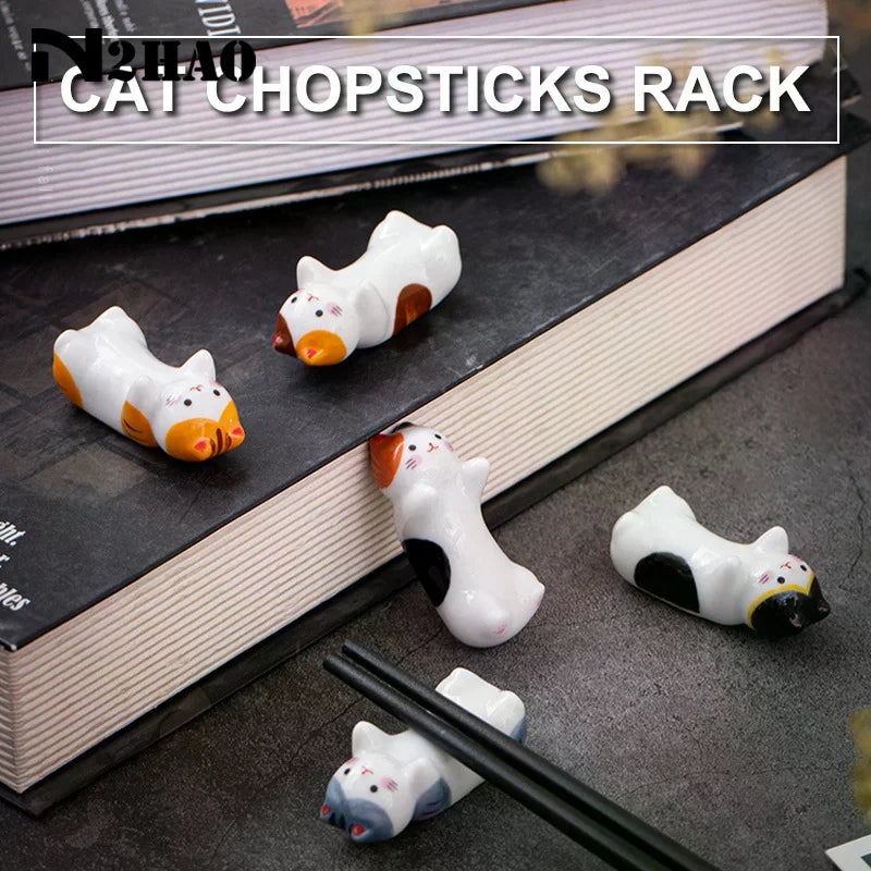 Cute Ceramic Japanese Groceries Crafts Kittens Ceramic Chopstick Racks Household Trinkets Kittens Rich Cat Lucky Cat