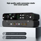 2-in/2-out 48V Phantom Power Mic Audio Interface, 32-bit/384kHz Audio Resolution, Mic Preamp, Low Noise & Distortion, for Electr