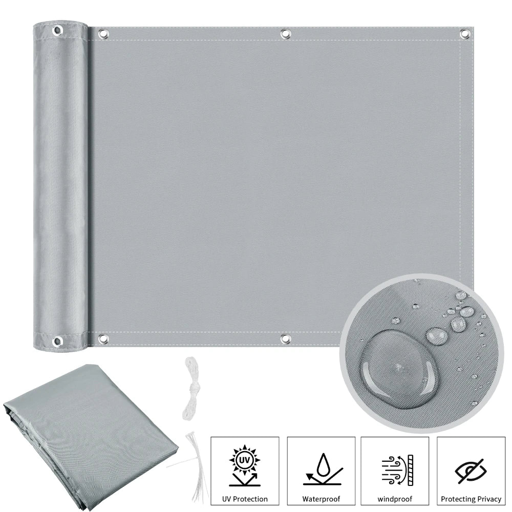 Balcony Privacy Screen Cover Fence Patio Waterproof Shade Cloth 95% UV Protection Shield Deck Shade Sail Garden Porch Pool Decor