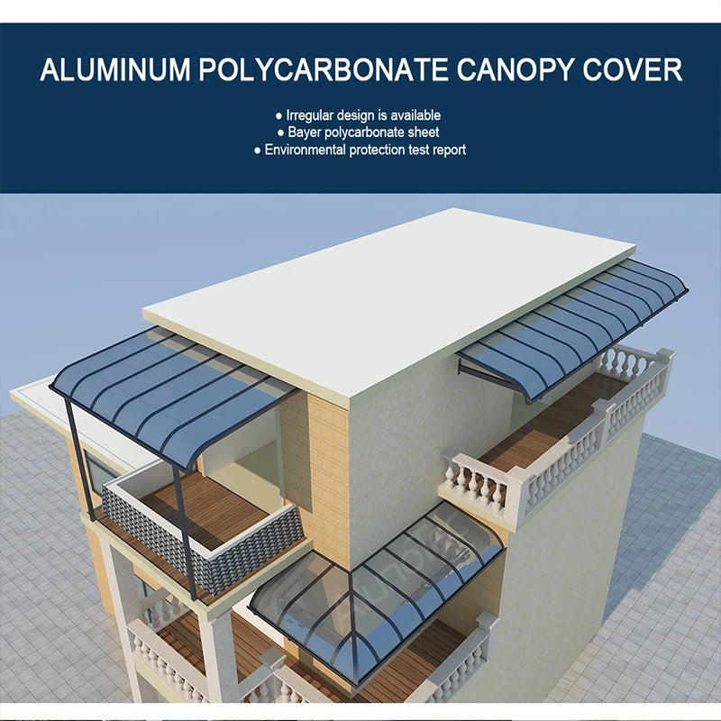 Outdoor Aluminum Awning with Durable Polycarbonate Sheet – Ideal for Window or Door Shade, Rain & UV Protection All Year