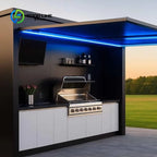 Customized Modern Outdoor Kitchen Cabinet With Acrylic Faucet Sink and Storage For Patio Deck BBQ Station