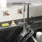 Aluminum Kitchen Sink Drain Rack Suction Cup Wall-mounted Ready-to-attach Kitchen Storage and Organization with Drain Tray