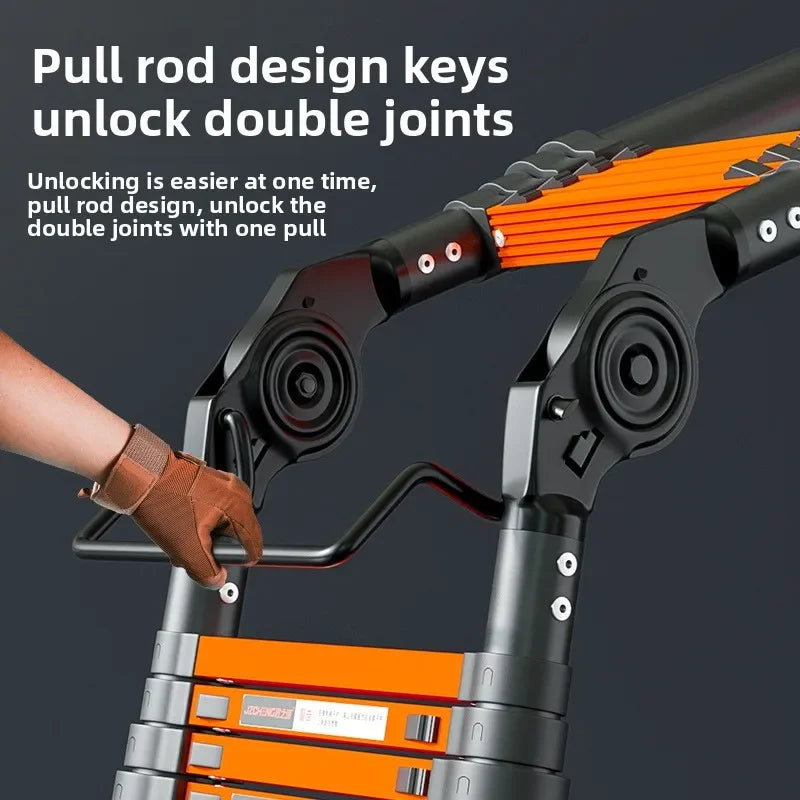 Thickened carbon steel telescopic ladder Multifunctional herringbone ladder Bamboo ladder Lifting  folding engineering staircase