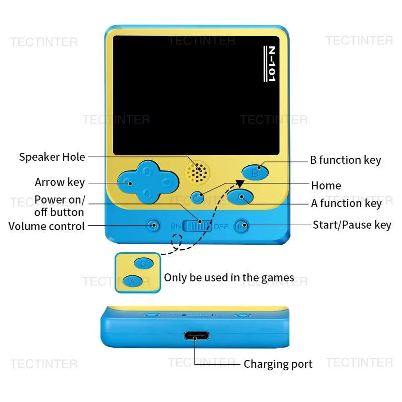 N101 Mini Retro Handheld Game Consolas Video Game Console 2.5 Inch Screen Portable Pocket Video Player Built-in 319 Classic Game