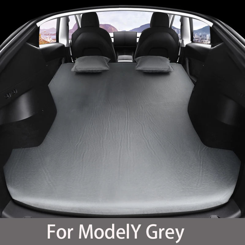 For Tesla Model 3 Model Y 2017-2025 Inflatable Air Mattress Outdoor Camping Inflatable Special Suede Fabric Car Travel Bed