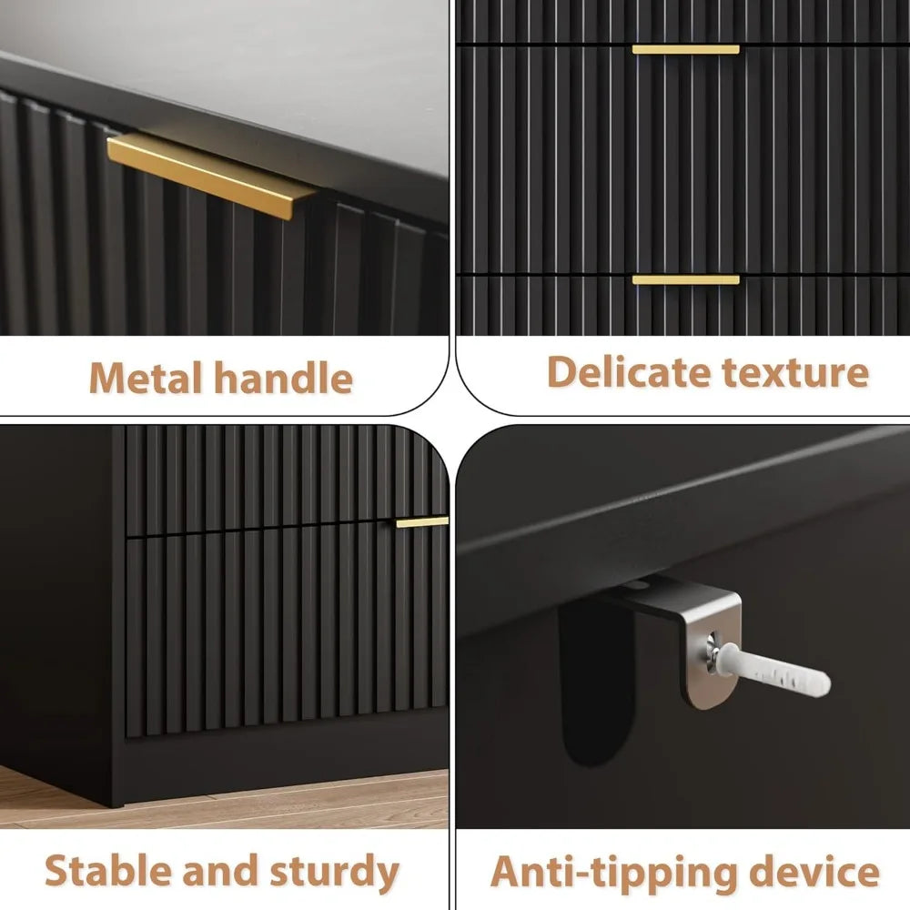 Black Dresser for Bedroom, 9 Drawer Double Dresser, Modern Chest of Drawers for Bedroom, Living Room, Entryway and Closet, 63" L