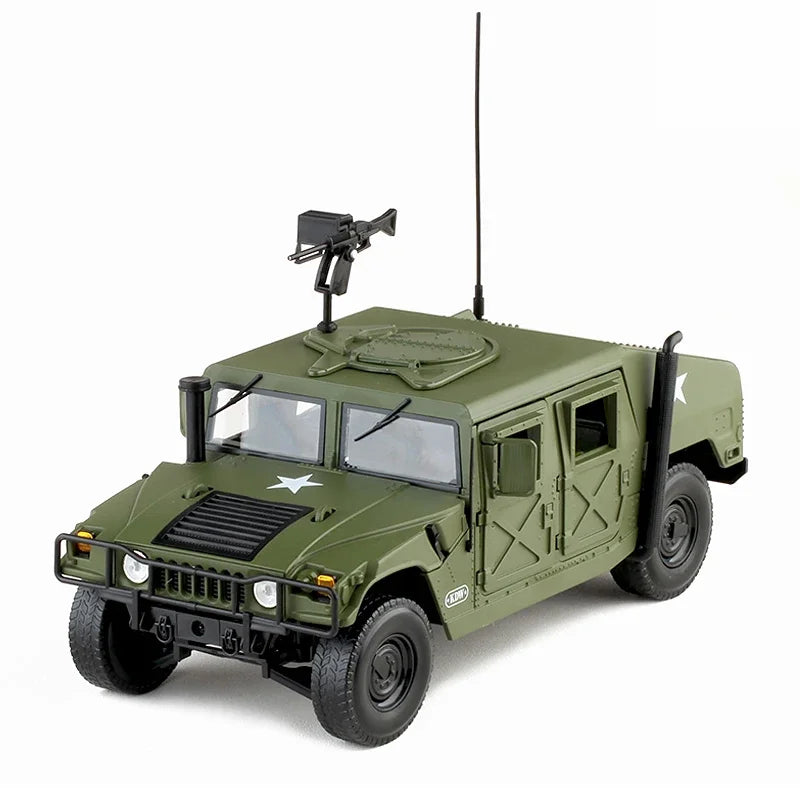 Large Size 1:18 Hummer H1 Military Explosion Proof Car Model Alloy Diecast Simulation Toy Armored Car Metal Tank Model Gift
