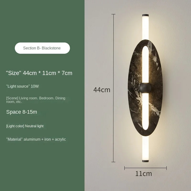 Nordic Modern Creative Marble Wall Lamp for Living Room Gold Copper Home Indoor Decoration LED Sconce Bedroom Bedside Round