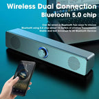 4D Bluetooth Computer Speaker Bar with Subwoofer Stereo Sound for Macbook Laptop Notebook PC Music Player Loudspeaker and Mic