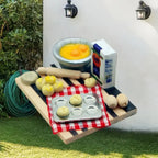 Kids' Dollhouse Pastry Making Station; Toy Egg, Milk, Bread, and Cutting Board; Mini Kitchen Model for Pretend Play