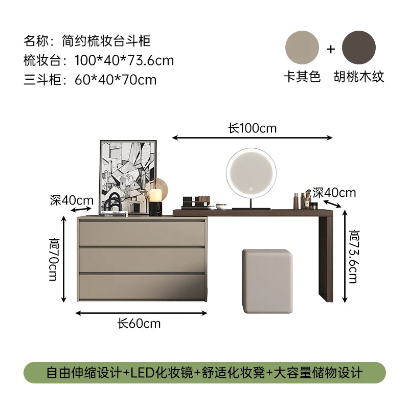 Modern Drawers Vanity Table Makeup Chair Desk Bedroom Big Dressing Table White Small Cabinet Mesa De Maquillaje Home Furniture