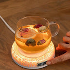 Coffee Cup Warm Heating Pad Constant Temperature Coaster 4 Gear Digital Display Heater for Milk Tea With Colorful Ambient Light