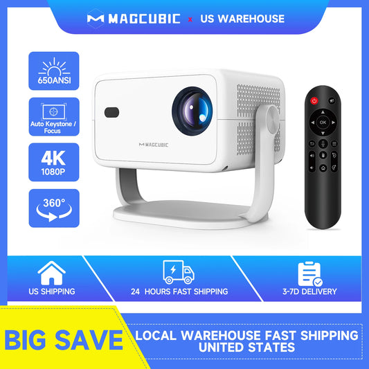 Magcubic L018 650 ANSI Projector: 1080P 4K, Auto Focus/Keystone, Android 11, WiFi6, BT5.2, 360° Portable Home Cinema | AlluCanFind