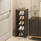 Household Metal Shoe Rack Multi-Layer Stackable Adjustable Simple Shoe Cabinet with Compartment Cloth for Wall Corner Entrance