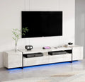94.5" W TV Stand for Up to 100" TV, Modern Entertainment Center with LED Lights and Power Outlets, Media Console with Cabinet