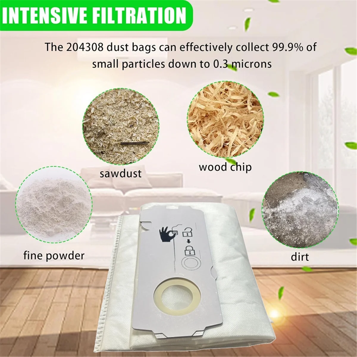 A61I 6PCS 204308 CT Mini/Midi -2/5 Filter Dust Bag for FeStool 204308 CT 15 Vacuum Cleaner Accessory