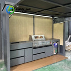 Outdoor Bbq Kitchen With Sink and Fridge With Kitchen And Shed All In One Design For Ultimate Outdoor Living