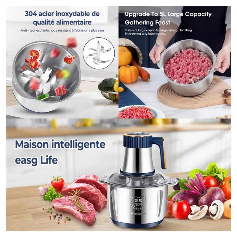304 Stainless Steel Electric Meat Grinders Multifunction Vegetable Fruit Pepper Garlic Chopper Mincer Baby Food Blender