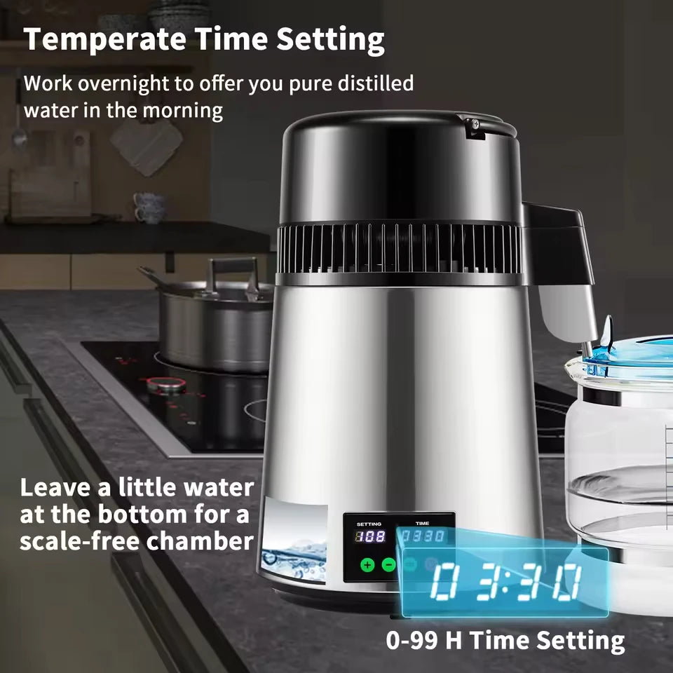 4L Water Distiller Purifier Filter 1 L/H Distilling Speed Dispenser Dr