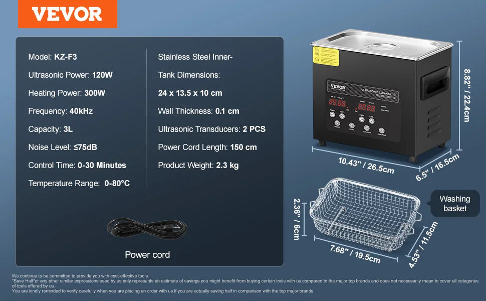 VEVOR 2-30L Ultrasonic Cleaner Digital Ultrasound Cleaning Machine with Upgraded Degassing and Gentle Mode for Jewelry Glasses