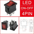 10/30/100Pcs KCD1 Snap-in Boat Rocker Switch Toggle Power SPST ON-OFF 2/3/4 Pin AC 250V 6A 125V 10A 2Pin Position Snap Switch