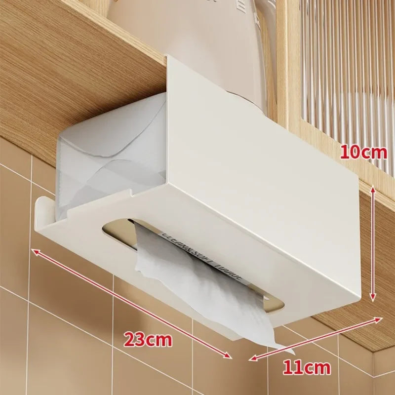 Kitchen Metal Tissue Hanger No Drill Wall Drawer Cabinet Mount Napkin Storage Holder Household Kitchen Sorting Accessory Rack