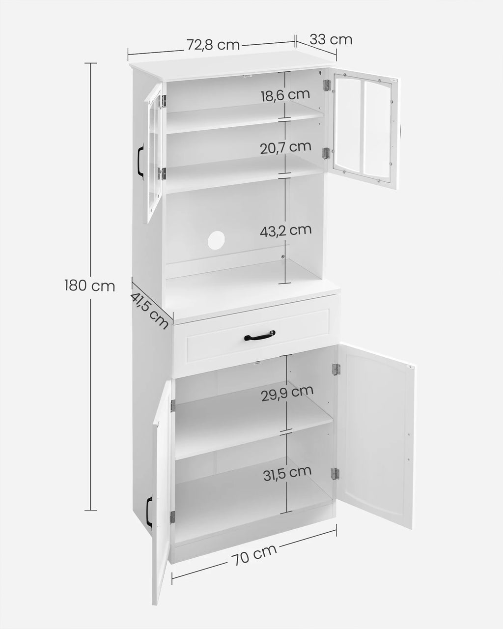 VASAGLE Buffet Multi-purpose wardrobe, storage wardrobe, adjustable shelves
