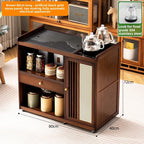 Mobile tea table Small tea table Kettle integrated tea cabinet Solid wood coffee table Tea cart Brewing tea table