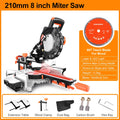 HASPOWER 8 Inch 210mm Sliding Miter Saw Single Bevel With Laser LED Light Electric Power Tool Cutting Machine
