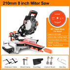 HASPOWER 8 Inch 210mm Sliding Miter Saw Single Bevel With Laser LED Light Electric Power Tool Cutting Machine