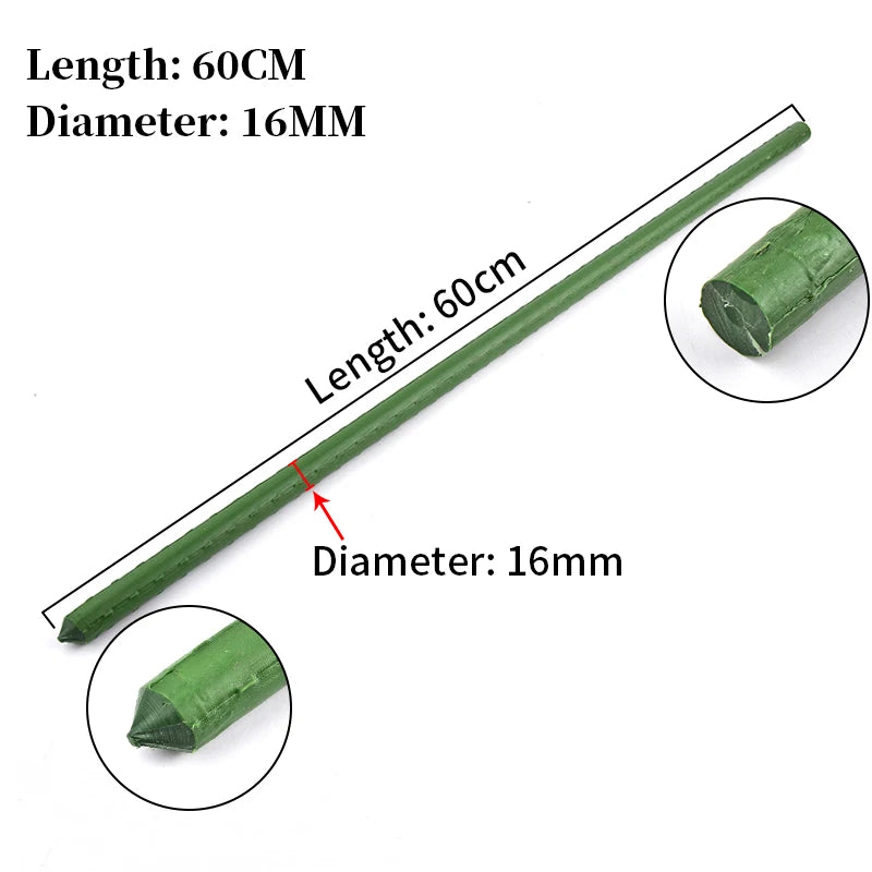 8~16mm Plant Stakes Gardening Pillar Plastic Coated Steel Pipe 60cm Length Supporting Climbing Flower Fruit Vegetables Support