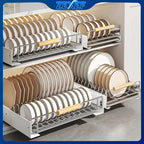 ZEXEF Kitchen Pull-Out Bowl and Dish Rack Cabinet Storage Rack Household Tableware Bowl and Dish Partition Drawer Storage