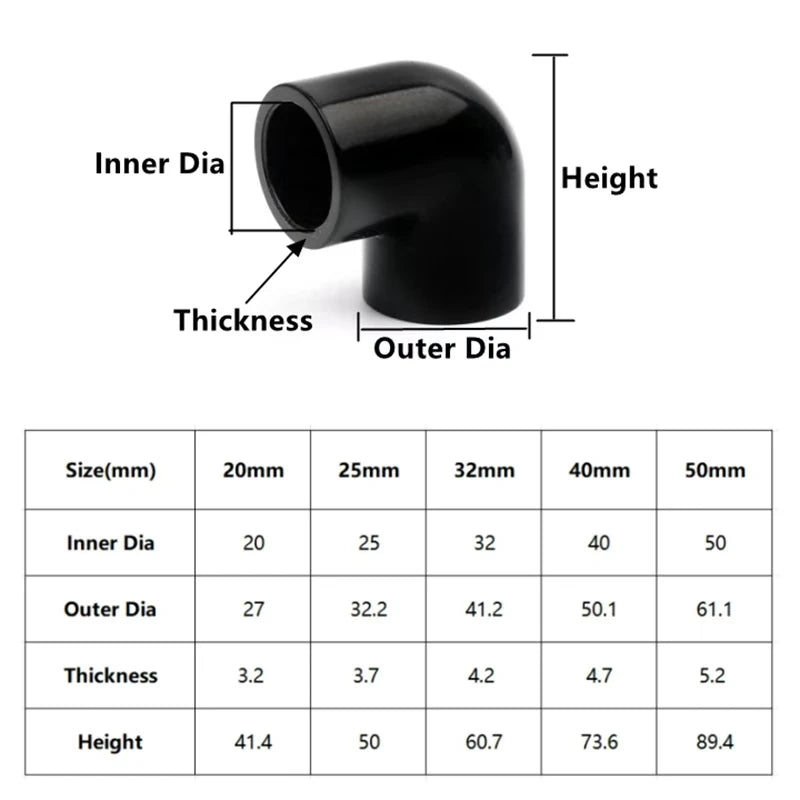 20-63mm Black PVC Pipe Connectors Ball valve Three-way Direct Garden Water Aquarium Fish Tank Drainage Tube Fittings Accessories