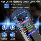 128GB 1536KBPS Digital Voice Recorder Professional Sound Dictaphone Voice Activated Audio Recording MP3 Player Long Time Recordi